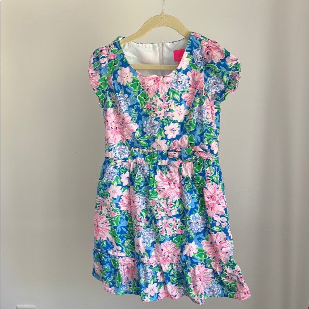Lilly Pulitzer Floral Kids Dress in Pink and Blue